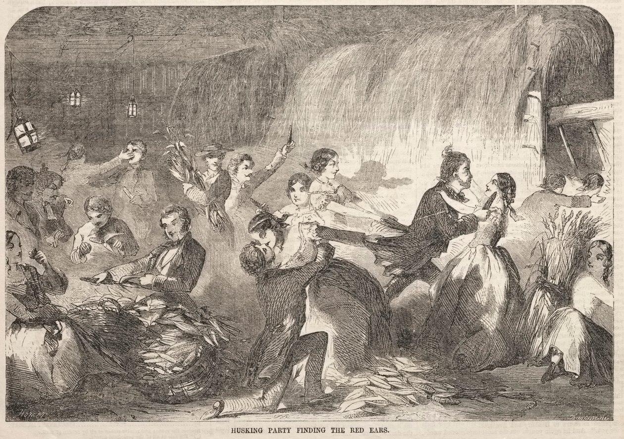 Husking Party Finding the Red ears, 1857. od Winslow Homer