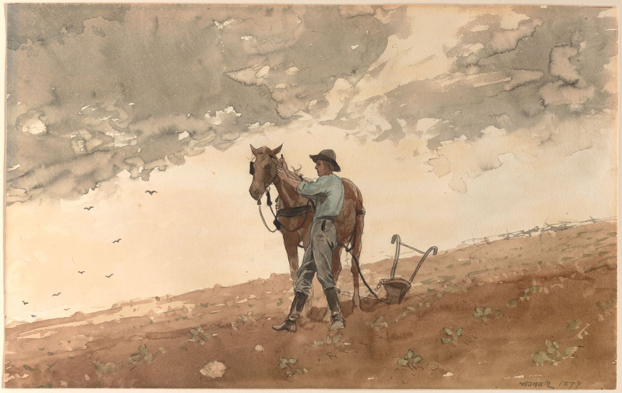 Muž s koňským pluhem od Winslow Homer
