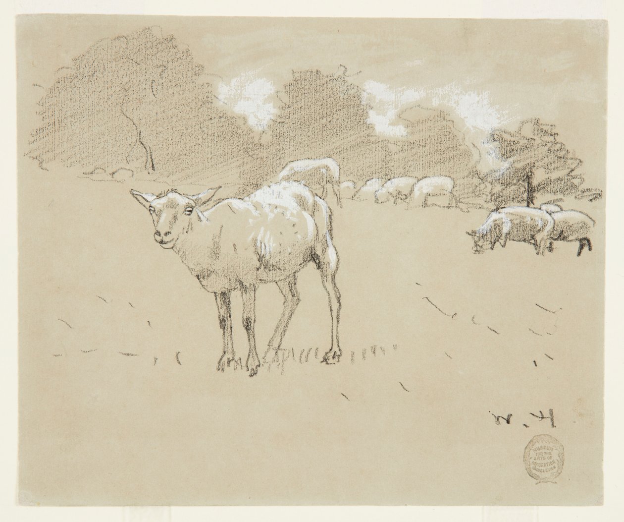 Ovce pasoucí se na poli od Winslow Homer