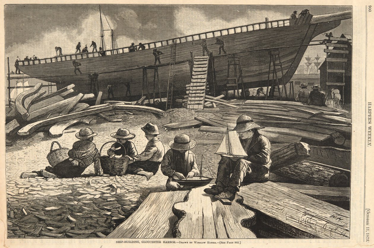 Ship-Building, Gloucester Harbor, od Harper od Winslow Homer