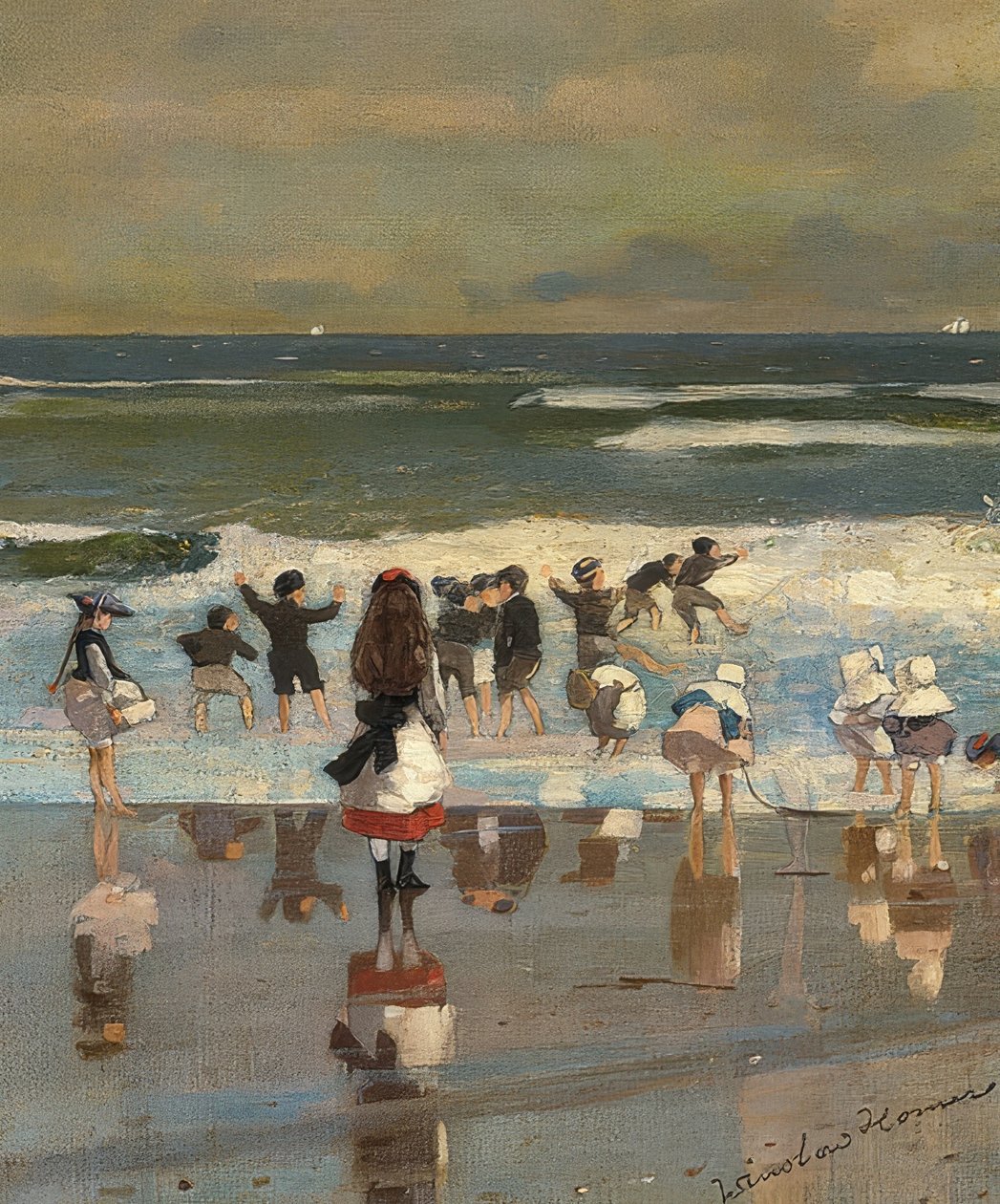 Plážová scéna. Kolem roku 1869 od Winslow Homer