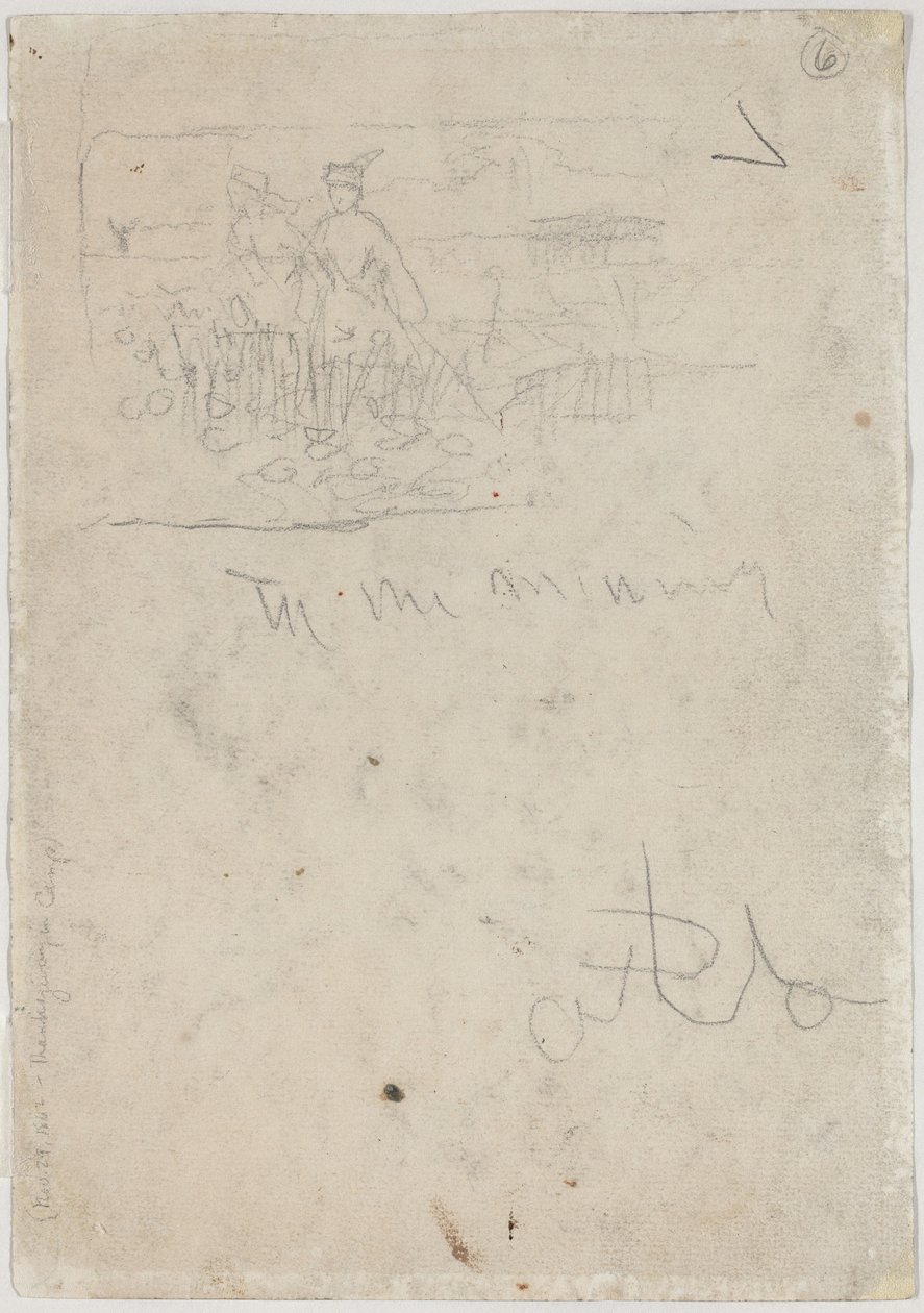 Díkůvzdání v Camp [verso], n. d. od Winslow Homer