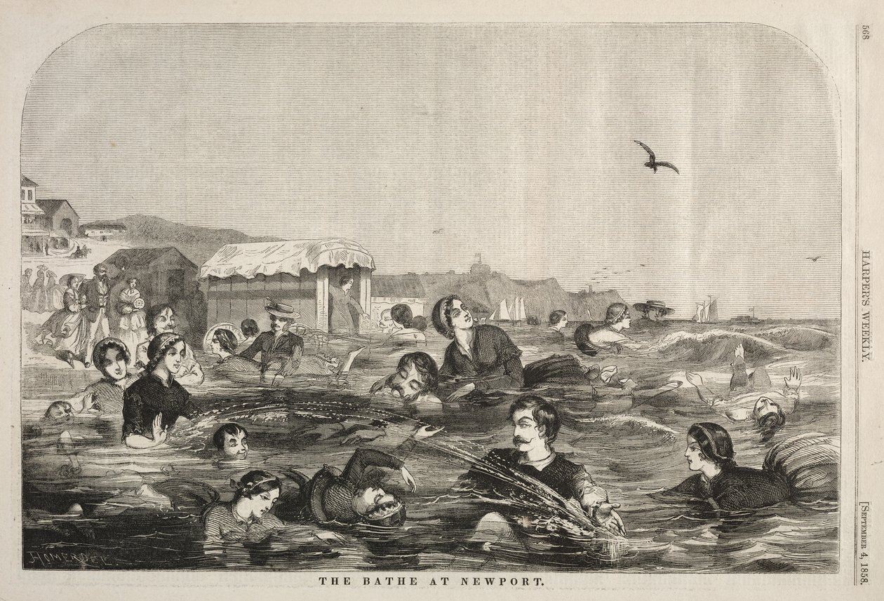 The Baths at Newport, 1858. od Winslow Homer