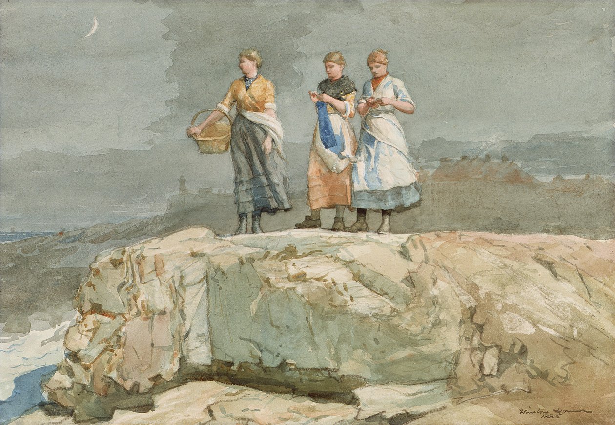 The Cliffs, 1883 (wc na papíře) od Winslow Homer
