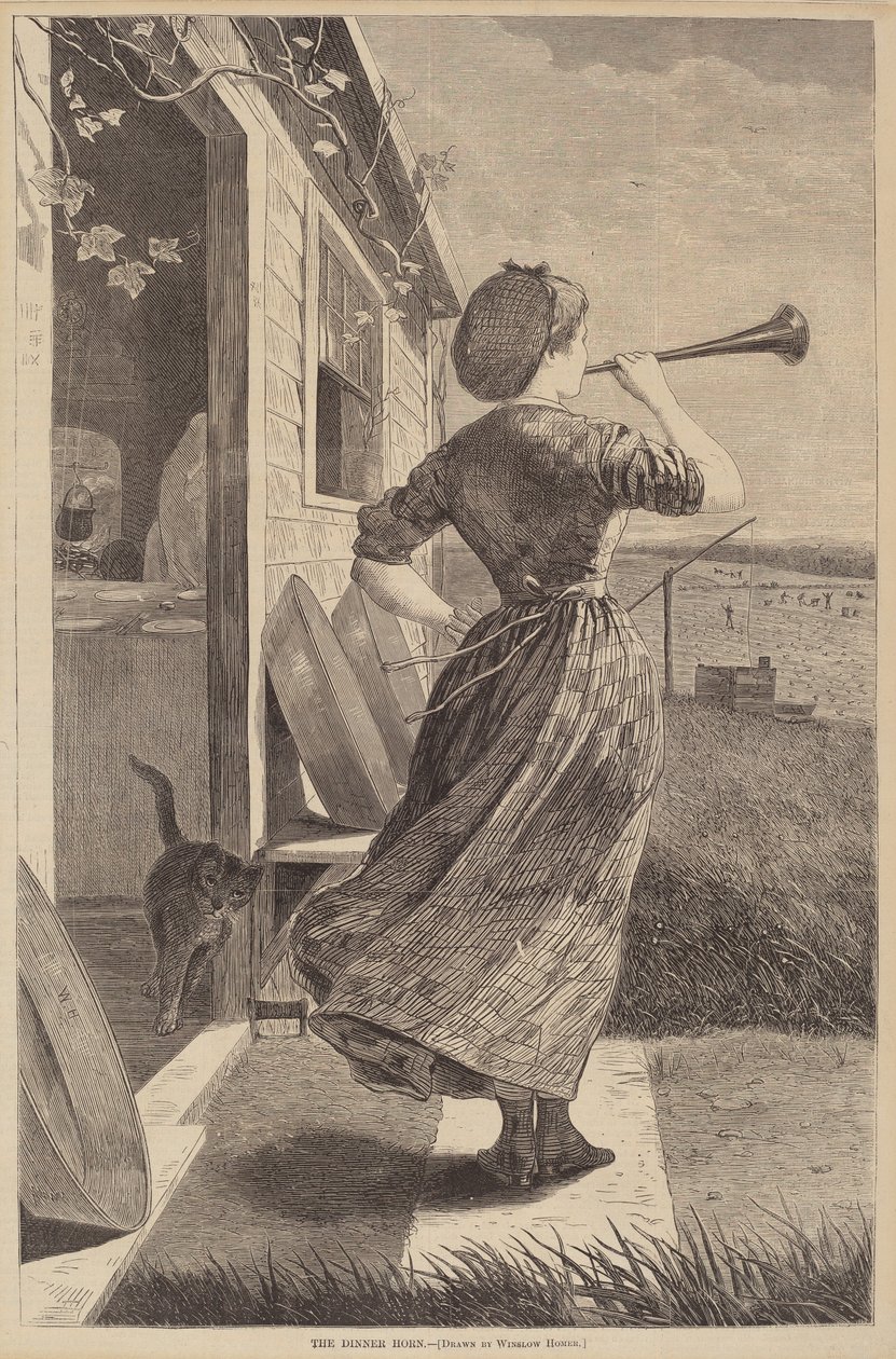 The Dinner Horn, publikoval 1870. od Winslow Homer