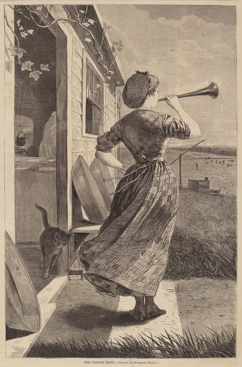 The Dinner Horn, publikoval 1870. od Winslow Homer