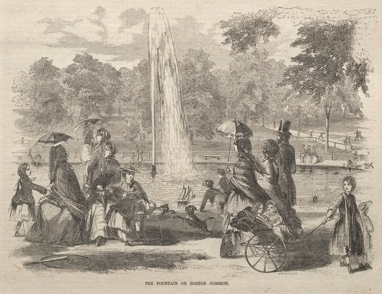 Fontána v Boston Common, 1857. od Winslow Homer