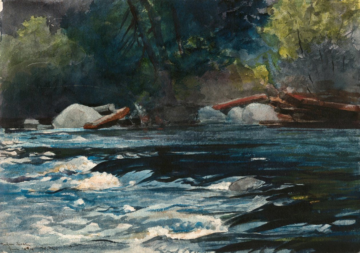 The Rapids, řeka Hudson, Adirondacks od Winslow Homer