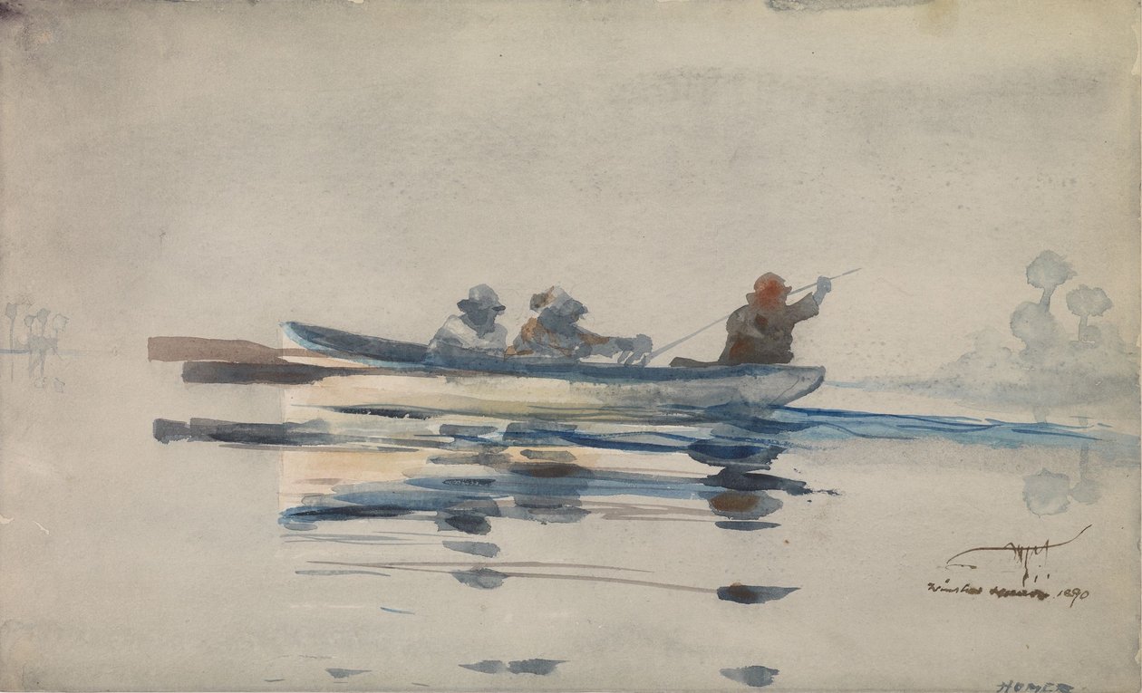 Tři muži ve člunu od Winslow Homer