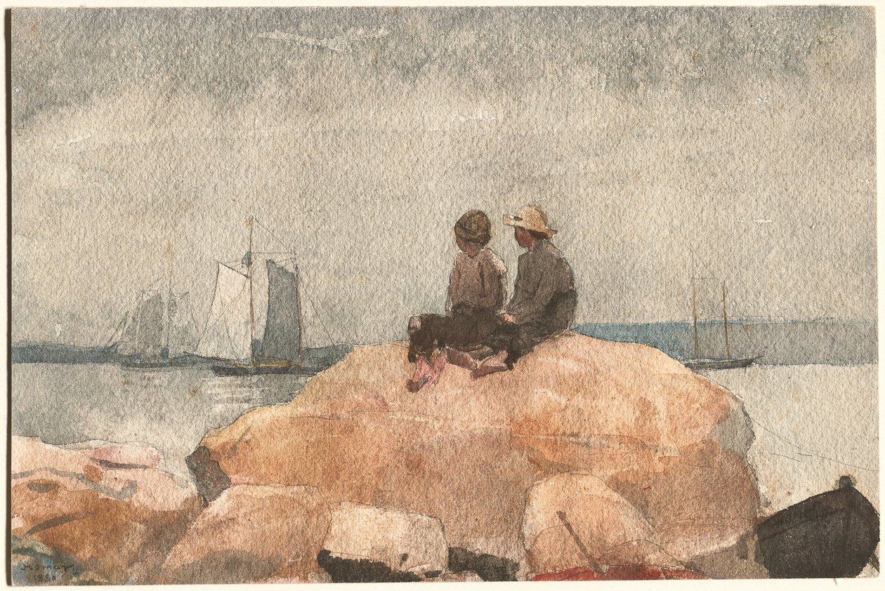 Dva chlapci sledují škunery od Winslow Homer