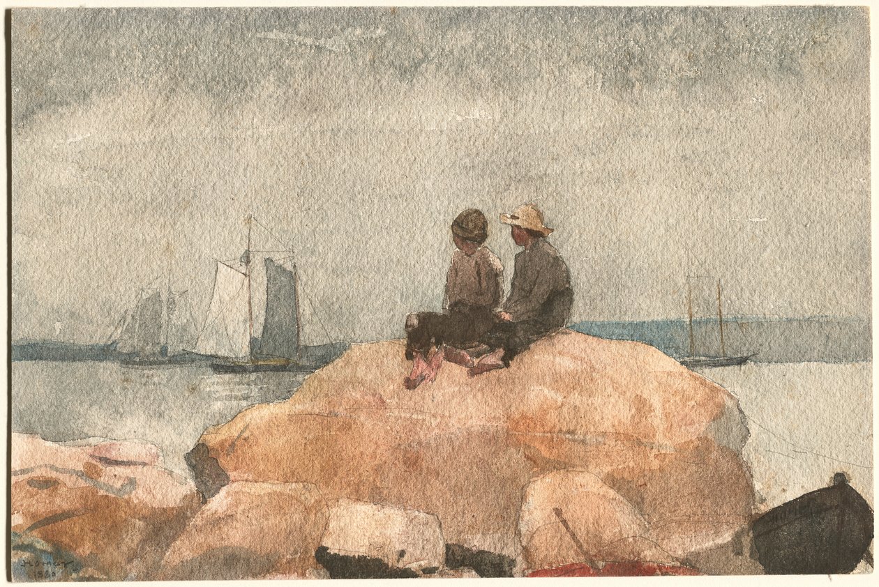 Dva chlapci sledují škunery od Winslow Homer