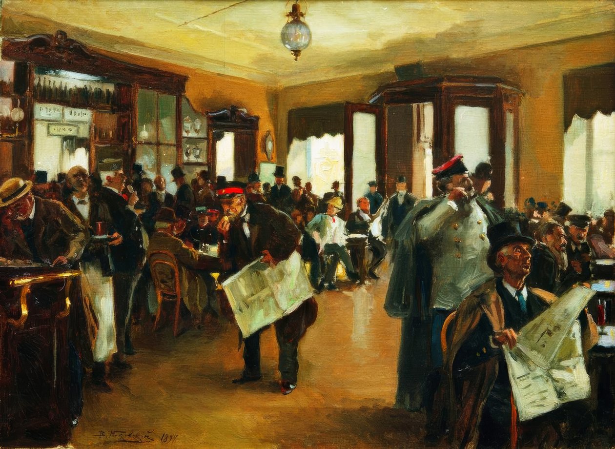 Im Café Dominique od Wladimir Jegorowitsch Makowski