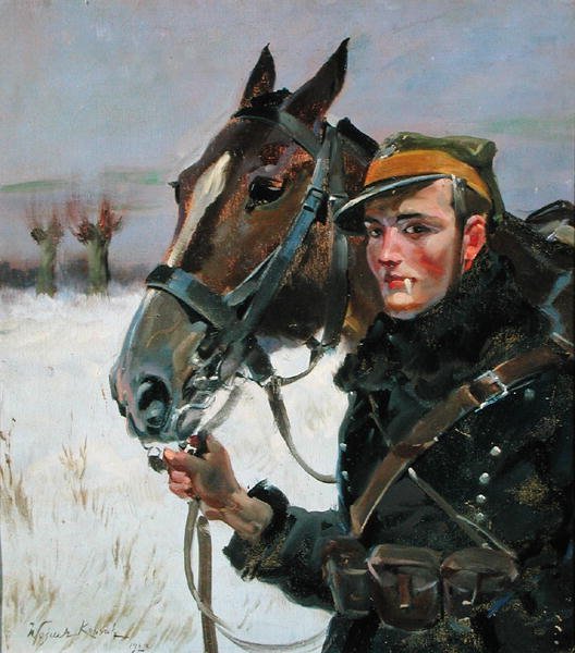 Voják s koněm od Wojciech Kossak