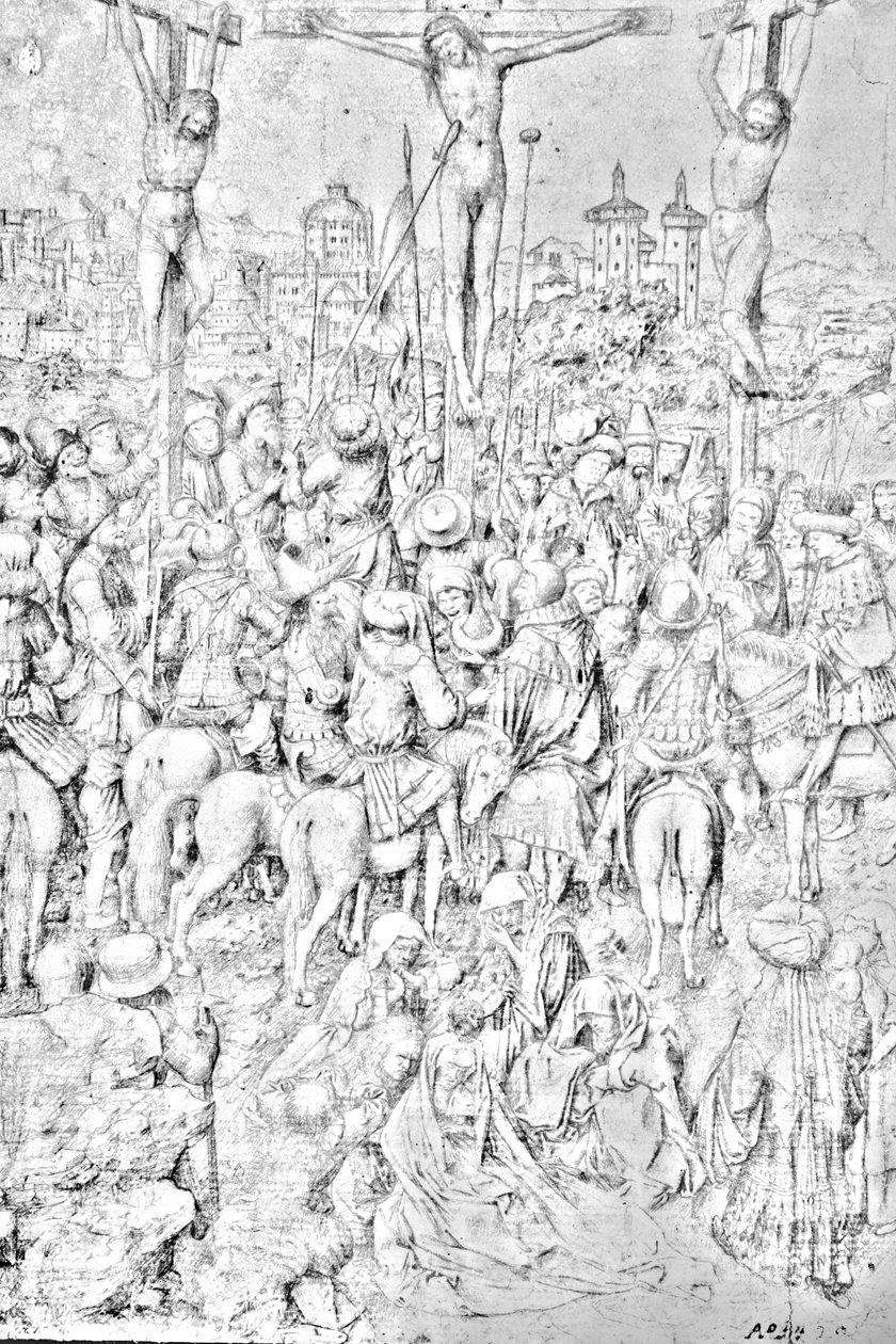 Kresba Ukřižování Krista cca 1440 od Workshop of Jan van Eyck