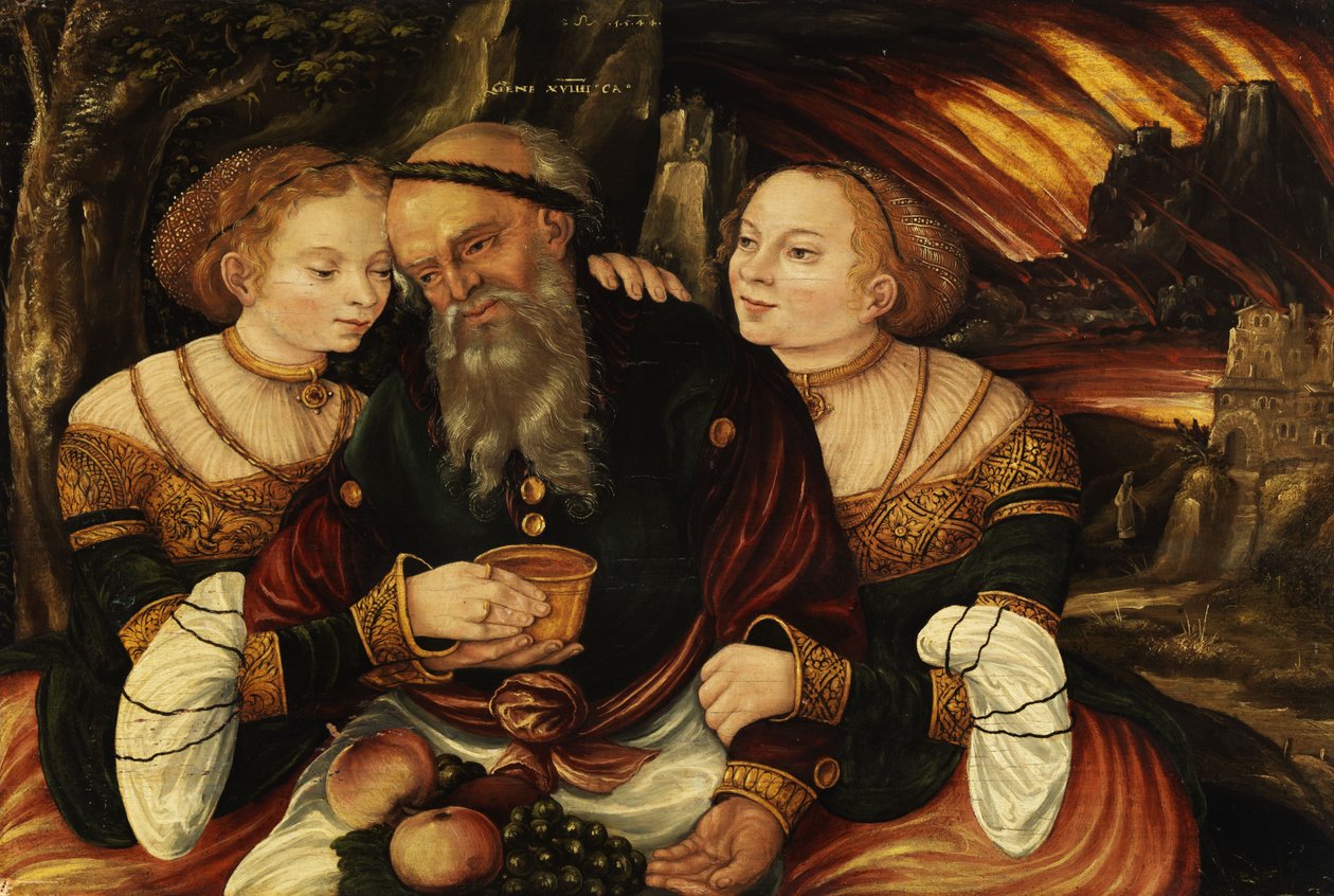 Lot a jeho dcery od Lucas Cranach the Younger  
