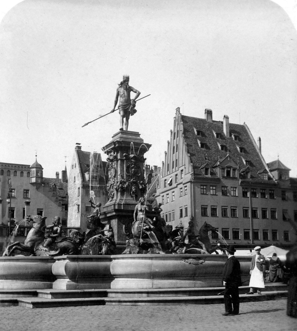 Neptunova fontána, Norimberk, Německo, c1900. od Wurthle and Sons