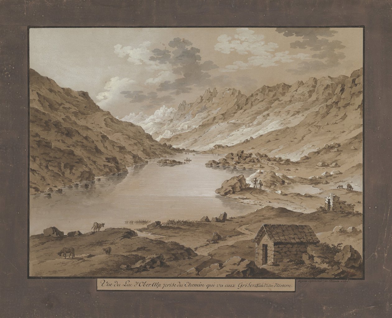Pohled na jezero Oberalp, konec 18.-19. století. od Xaver Triner