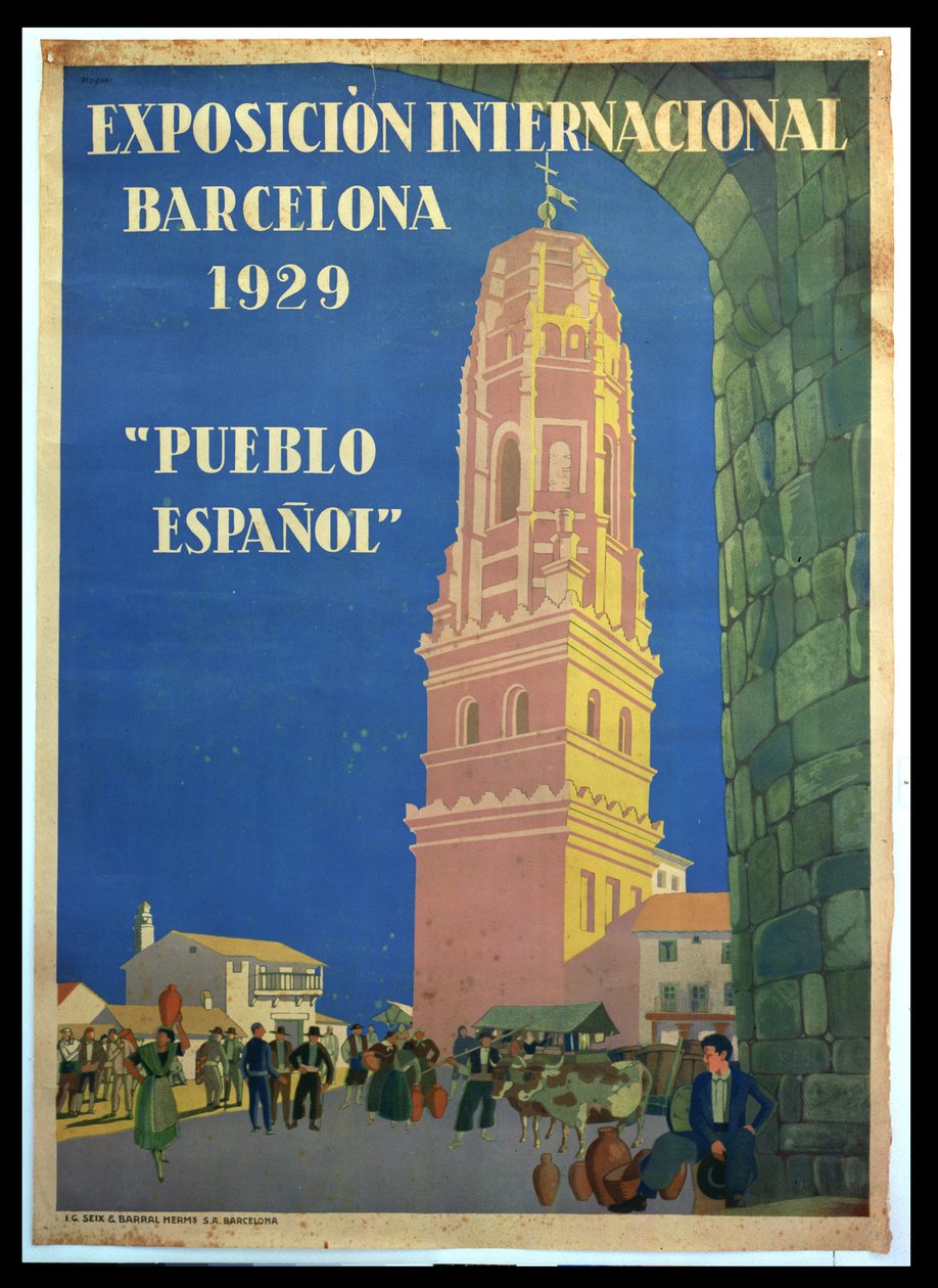 Plakát propagující mezinárodní výstavu v Barceloně, 1929 od Xavier Nogues