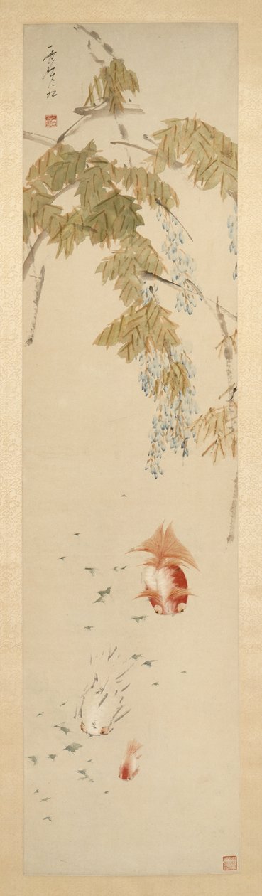 Vistárie a zlaté rybky 紫藤金魚圖 od Xugu