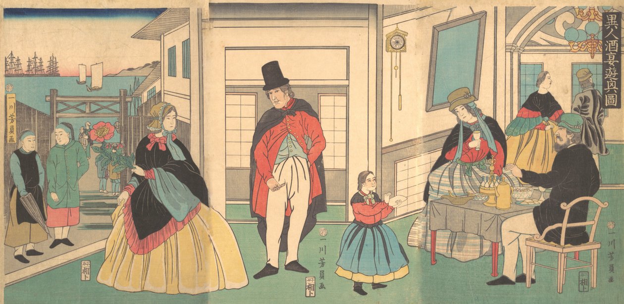 Cizinci si užívají banket, 2. měsíc, 1862. od Yoshikazu