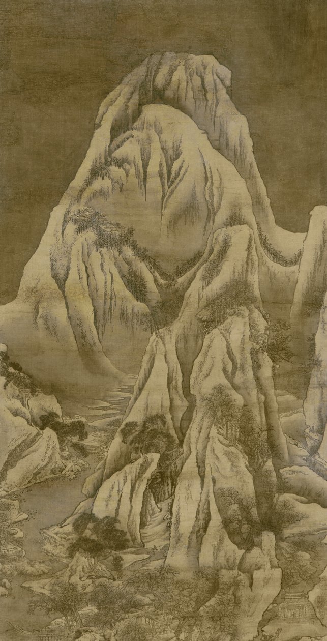 Zimní krajina, dynastie Qing (inkoust a barva na hedvábí) od Yuan Jiang