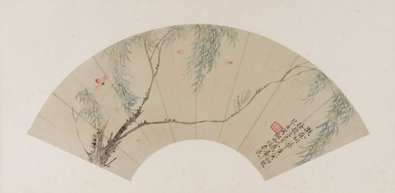 Na větvi vrby, dynastie Qing, pravděpodobně 1770 (inkoust a barva na papíře) od Yuan Tong