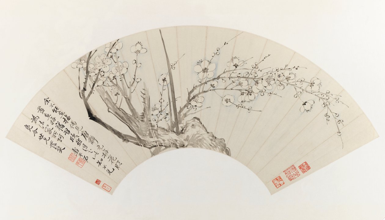 Plum Blossoms (inkoust a světlá barva na papíře) od Shouping Yun
