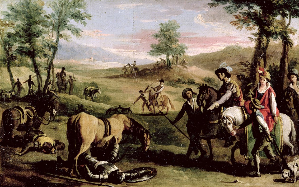 Don Quijote padá z koně před vévody (pár 82436) od Zacarias Gonzalez Velazquez