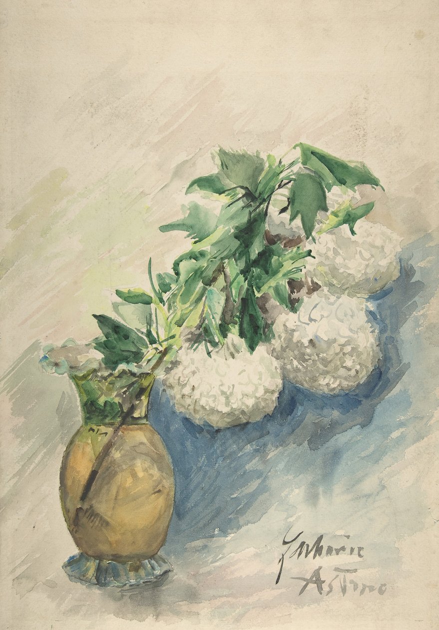 Bílé květy ve váze, ca. 1884-1904. od Zacharie Astruc