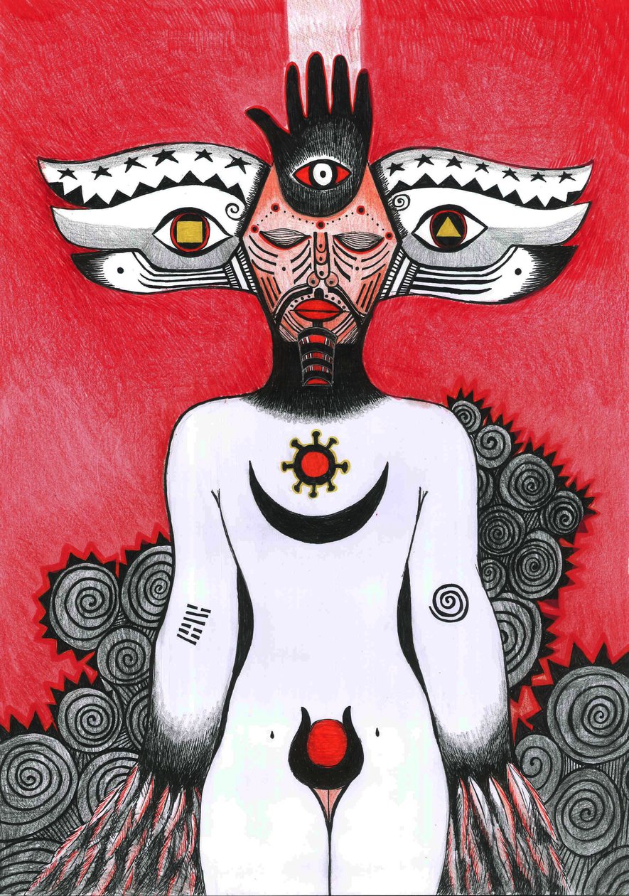 The Eye, 2012 (pero, inkoust a barevné tužky na papíře) od Zanara Sabina Nedelcheva Williams