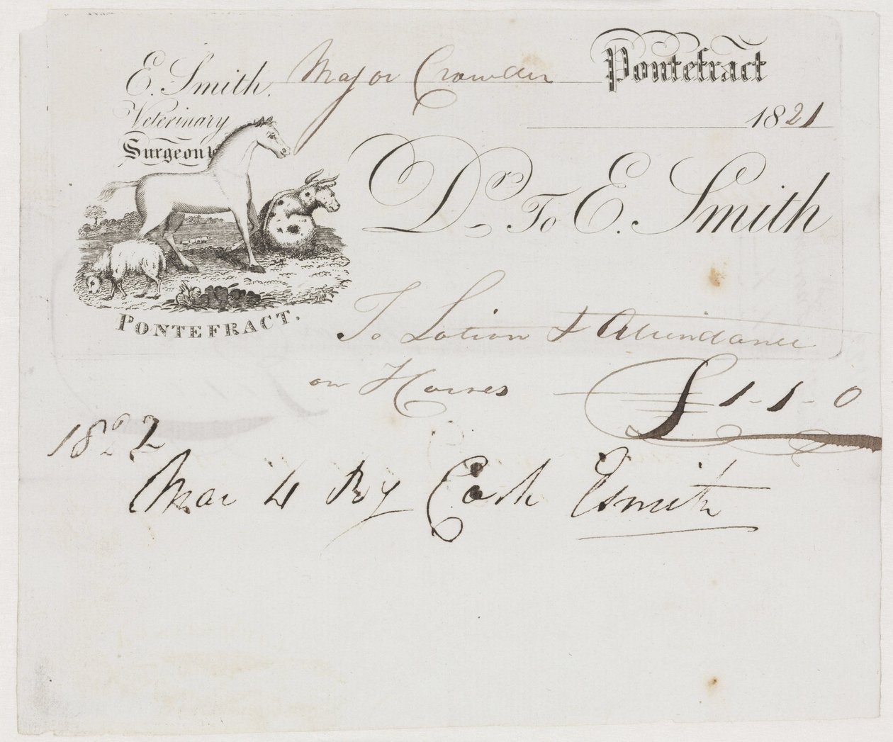 Zemědělské veterinární lékařství Veterinární účet od Frederick (attr. to) Barnard