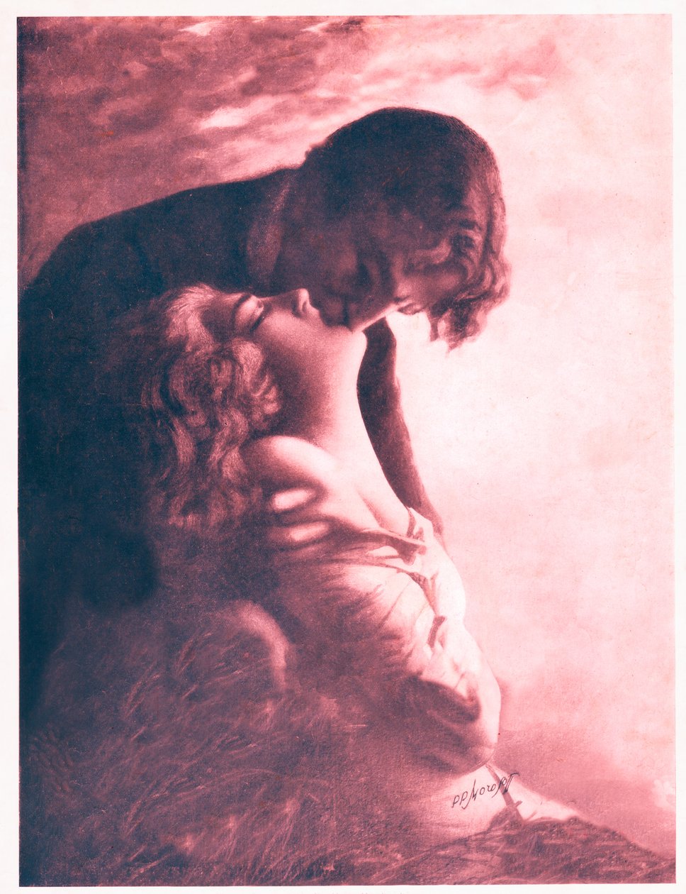 Pár líbání. cca 1920 (ilustrace) od . .