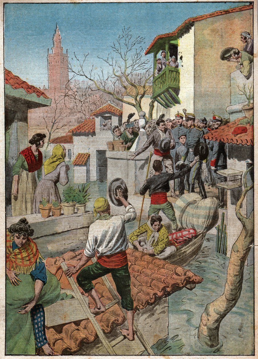 Povodně v Seville. Záplavy v Seville. od Ferdinand Georg Waldmuller