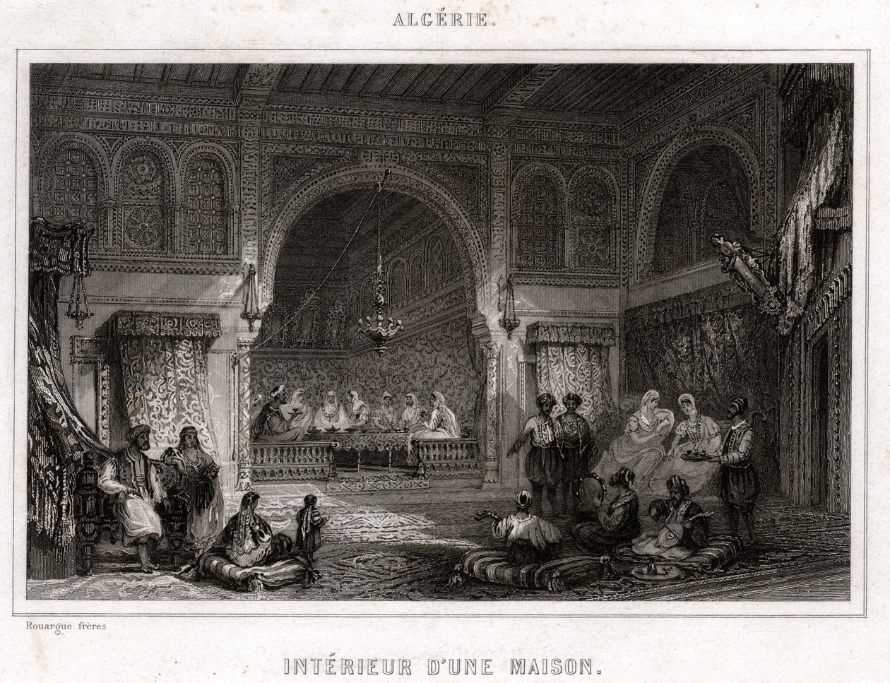 Interiér v Alžírsku, cca 1840 (rytina) od . .