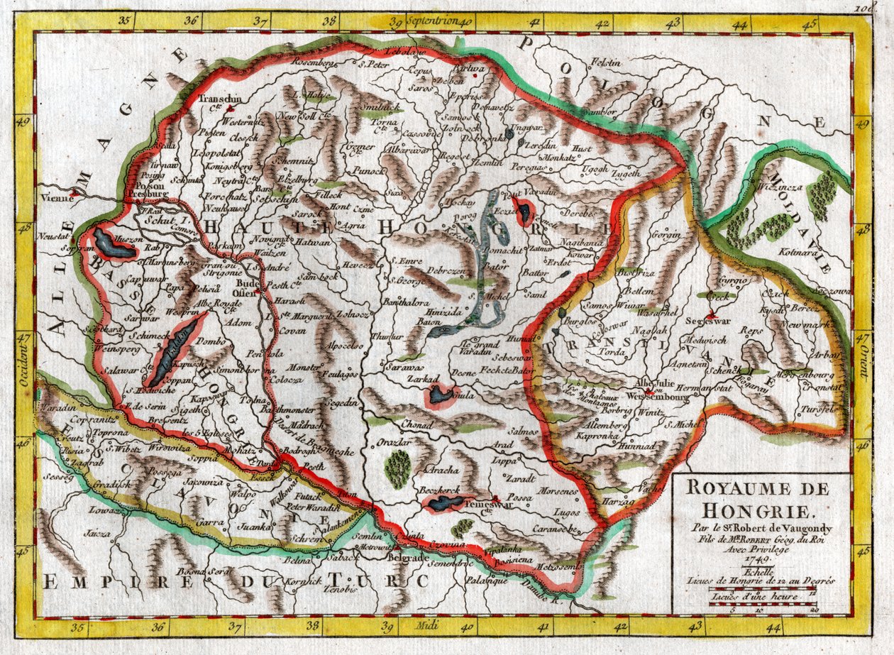 Mapa Maďarska 1749 od . .