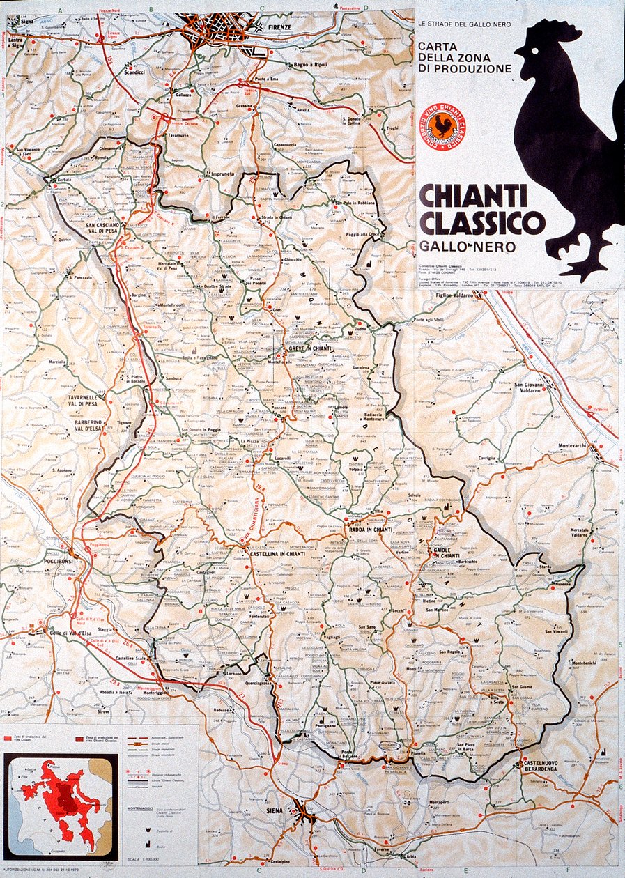Mapa oblasti Chianti classico. od Henry Charles Fehr