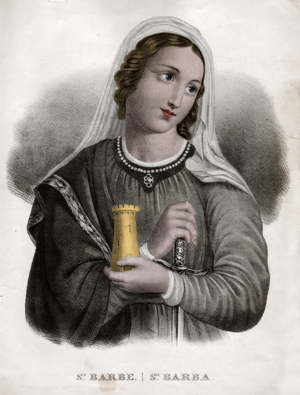 Sainte Barbe, cca 1850 (rytina) od . .
