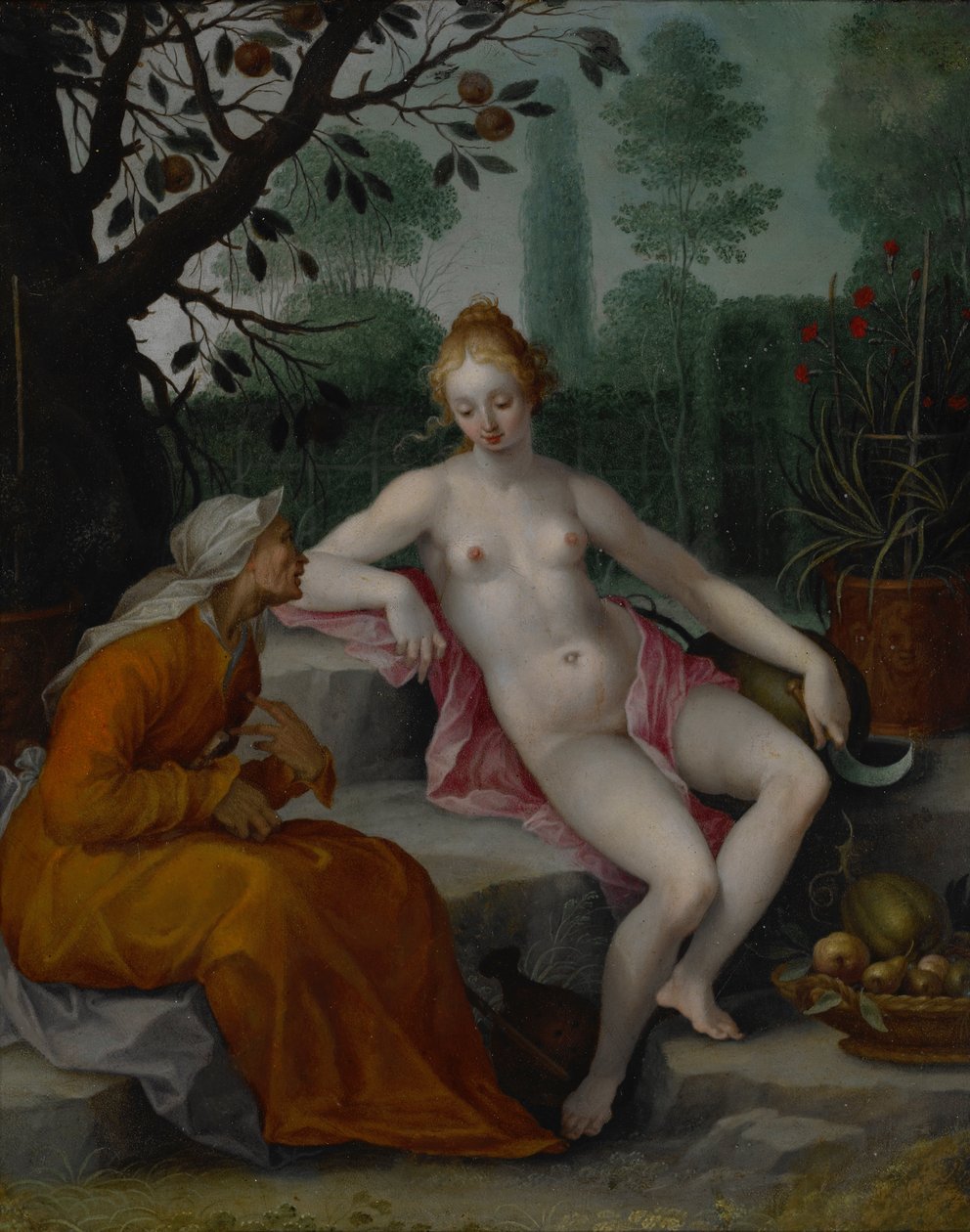 Vertumnus a Pomona od Abraham Bloemaert