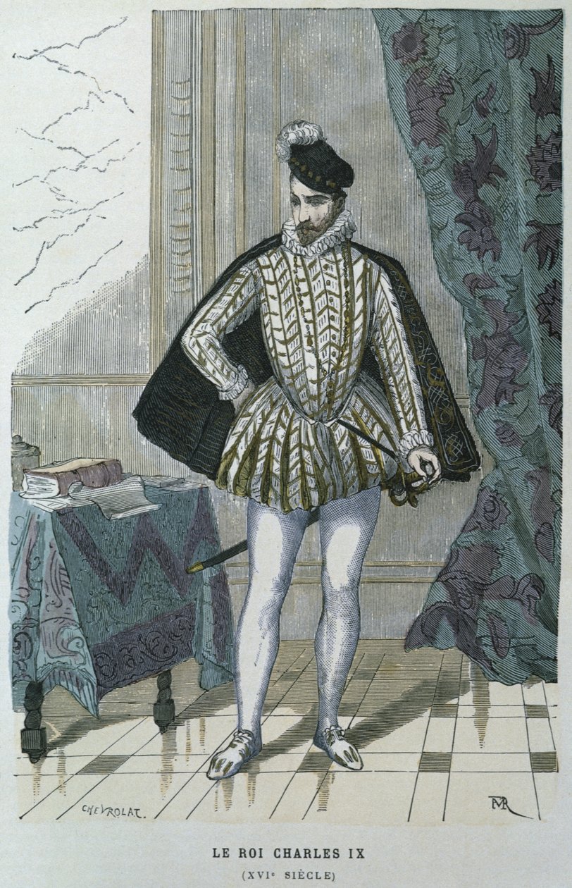 Francouzský král Karel IX. (1550-74), kolem 1565, ryl Chevrolat od after Chevignard