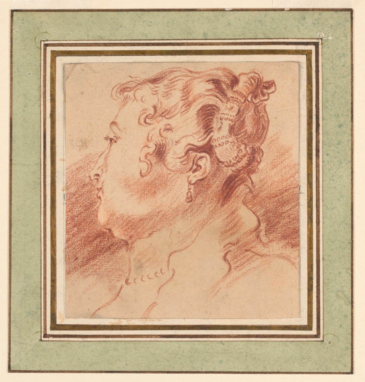 Studie ženské hlavy od after Antoine Watteau