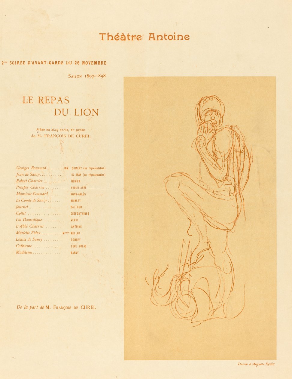 Lví pokrm od after Auguste Rodin