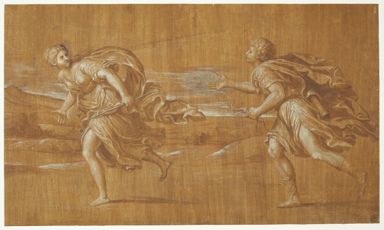 Apollo pronásleduje Daphne od after Francesco Albani