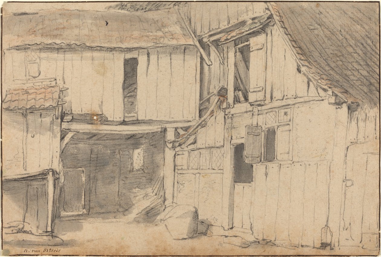 Interiér nádvoří od after Isack van Ostade