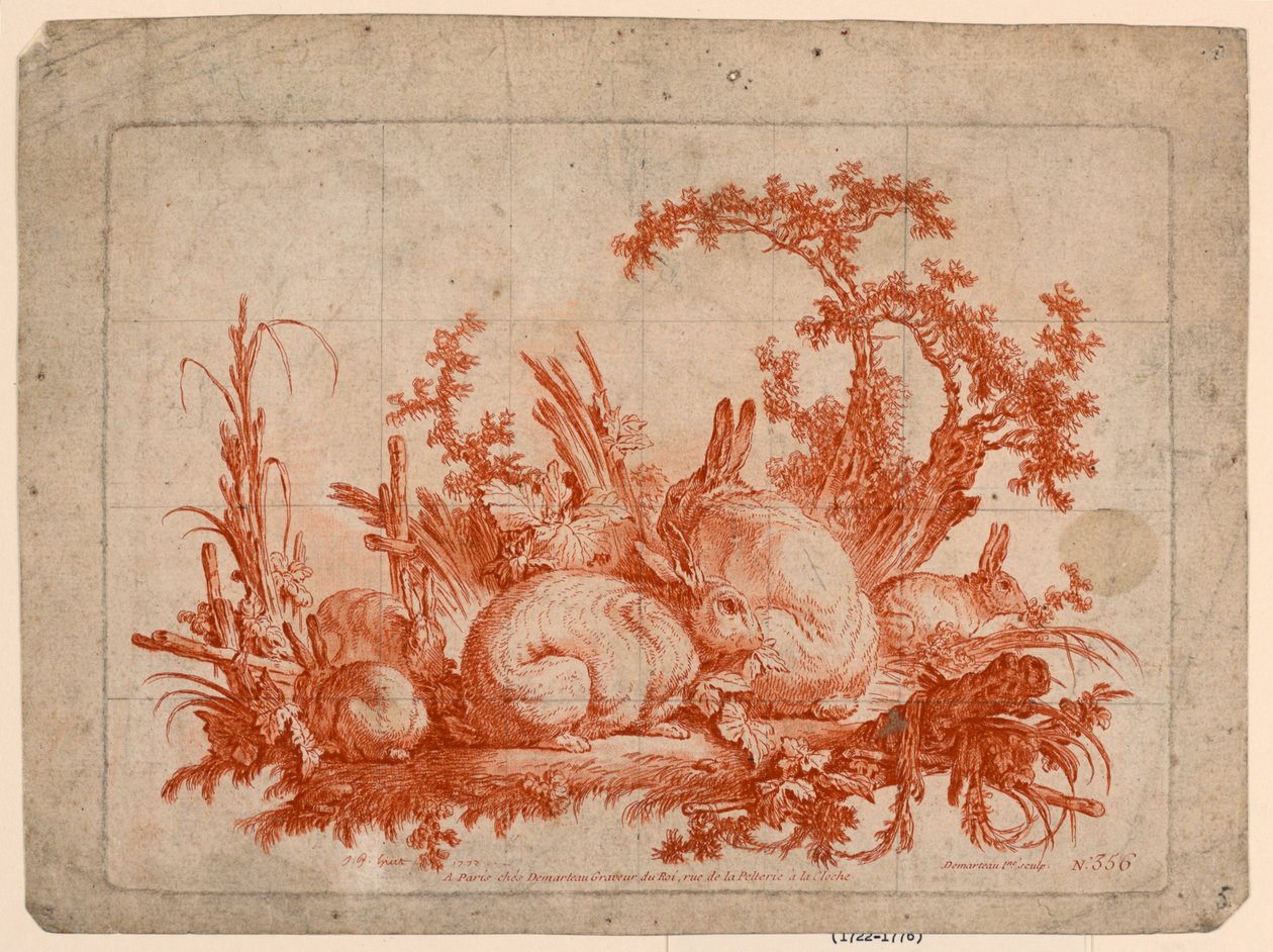 Rodina králíků od after Jean Baptiste Huet