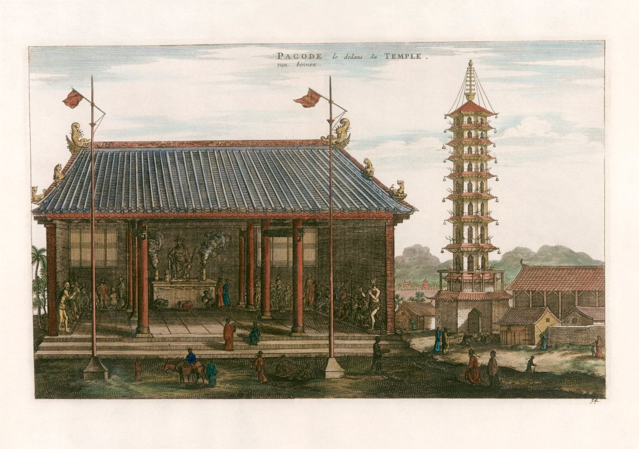 Interiér pagody od after Johannes Nieuhof