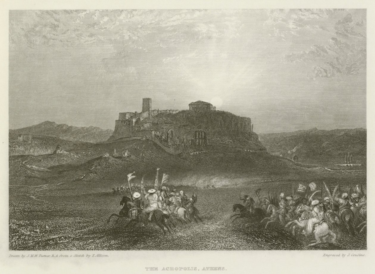 Akropole, Atény od after Joseph Mallord William Turner