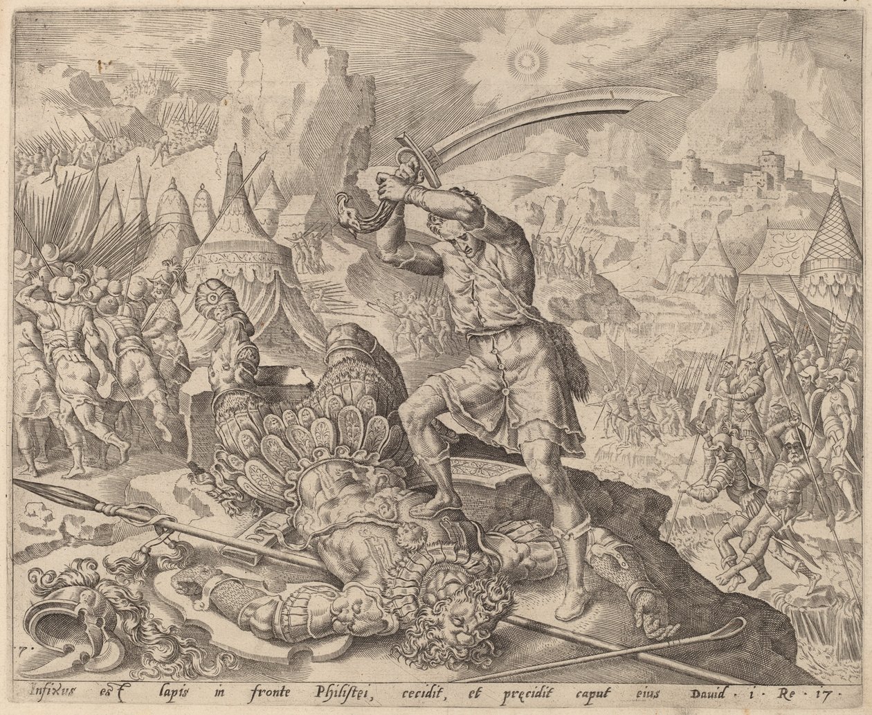 David usekl Goliášovi hlavu od after Maerten van Heemskerck