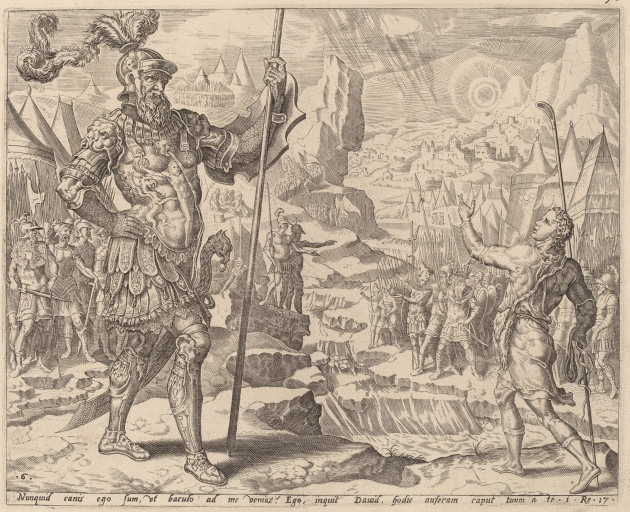 Setkání Davida s Goliášem od after Maerten van Heemskerck