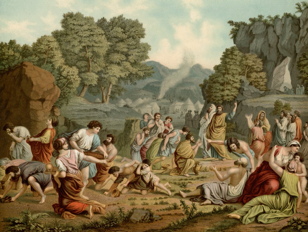 Sbírání manny v poušti od after Nicolas Poussin