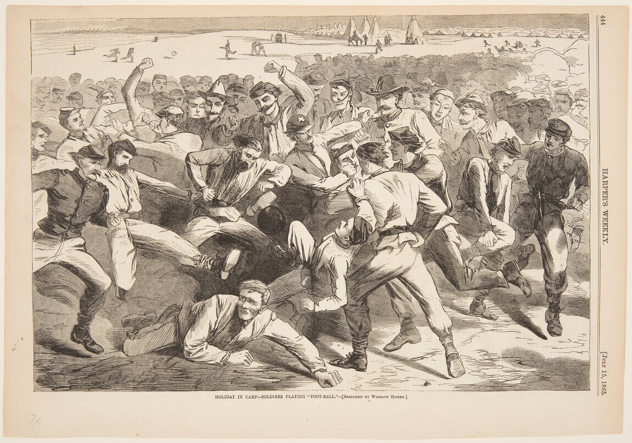 Prázdniny v táboře – Vojáci hrají „fotbal“ od after Winslow Homer